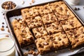 nut-free brownies cut into squares on a tray