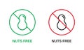 Nut Free Line Icon Set. Nuts Product Stop Sign. Peanuts Forbidden Symbol. Food Allergy on Peanut Logo. No Contain Peanut Royalty Free Stock Photo