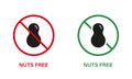 Nut Free Silhouette Icon Set. Nuts Product Stop Sign. Peanuts Forbidden Symbol. Food Allergy on Peanut Logo. No Contain Royalty Free Stock Photo