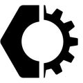 Nut in gear tool icon workshop industrial instrument