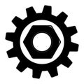 Nut in gear tool icon workshop industrial instrument