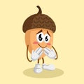 Nut mascot and background ashamed pose Royalty Free Stock Photo