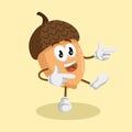 Nut mascot and background Hi pose Royalty Free Stock Photo