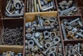 Nut screws and nails iron rusty old close-up Royalty Free Stock Photo