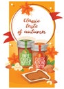 Nut vector nutshell of almond butter in glass jar set backdrop organic food maple cashew butter illustration background