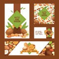 Nut vector nutshell of hazelnut walnut and almond nuts set backdrop organic food nutrition with cashew peanut and Royalty Free Stock Photo