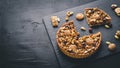 Nutcake. Top view. Free space for text. Royalty Free Stock Photo