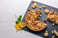 Nutcake. Top view. Free space for text. Royalty Free Stock Photo