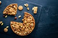 Nutcake. Top view. Free space for text. Royalty Free Stock Photo