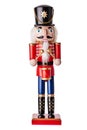 Nutcracker Christmas Soldier On White Background. Wooden Christmas Room Decoration