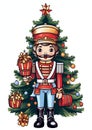 Nutcracker Ornaments watercolor winter border Royalty Free Stock Photo