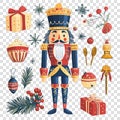Nutcracker set with christmas items around illustration Royalty Free Stock Photo