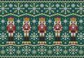 Nutcracker and snowflakes jacquard knitted pattern