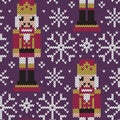 Nutcracker and snowflakes jacquard knitted seamless pattern