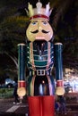 Nutcracker Soldier Statue With Crown At Night In The Park Royalty Free Stock Photo