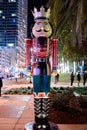 Nutcracker Soldier Statue In Downtown City At Night Royalty Free Stock Photo