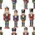 Nutcracker Soldiers Pattern on White Background Royalty Free Stock Photo