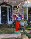 Nutcracker Solidier holding a drum standing guard protecting a house in Dallas, Texas