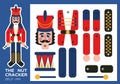 Nutcracker Split-Pin Paper Cut Game. Christmas craft activity for kids. Enjoy fine motor skills. New Year making puppet Royalty Free Stock Photo