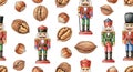 Nutcrackers and Walnuts on White Background Royalty Free Stock Photo