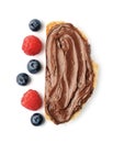 Nutella.Chocolate spread on a single slice of toast Royalty Free Stock Photo