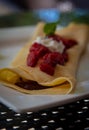 Nutella Crepe Topped With Strawberry Royalty Free Stock Photo