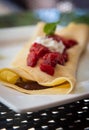 Nutella Crepe Topped With Strawberry Royalty Free Stock Photo