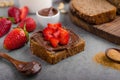 Nutella spread with wholegrain bread Royalty Free Stock Photo