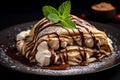 Nutella-stuffed crepe tasty dessert background