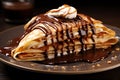 Nutella-stuffed crepe tasty dessert background