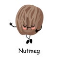 Nutmeg character. Useful vegan food. Nuts are good