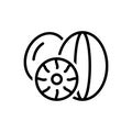 Black line icon for Nutmeg, seed and myristica