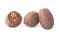 Nutmeg isolated on white background. Nutmeg powder. Nutmeg spice. Royalty Free Stock Photo