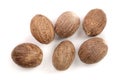 Nutmeg isolated on white background. Top view Royalty Free Stock Photo