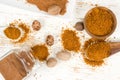 Nutmeg Spice Heaps Royalty Free Stock Photo