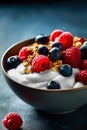 Nutrient-Packed Breakfast Bowl: Oatmeal, Yogurt, and Berries - Generative AI