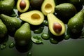 Nutrient rich display Fresh avocados arranged on lush green background