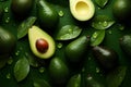 Nutrient rich display Fresh avocados arranged on lush green background