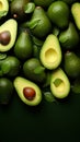 Nutrient rich display Fresh avocados arranged on lush green background