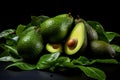 Nutrient-Rich Hass Avocado Fruits with Leaves. Generative By Ai