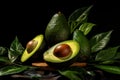 Nutrient-Rich Hass Avocado Fruits with Leaves. Generative By Ai