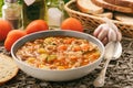 Nutrient soup with meat, rice and vegetables - mastava uzbek kitchen. Royalty Free Stock Photo