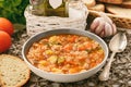 Nutrient soup with meat, rice and vegetables - mastava uzbek kitchen. Royalty Free Stock Photo