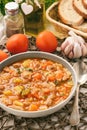 Nutrient soup with meat, rice and vegetables - mastava uzbek kitchen. Royalty Free Stock Photo