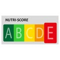 Nutrition E label facts health score. Food info nutriscore label facts packaging sign. Vector illustration.