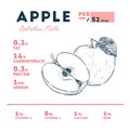 Nutrition facts of apple, hand draw sketch vector Royalty Free Stock Photo