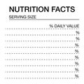 Nutrition Facts blank form.Nutrition Facts Vector Blank, Template.