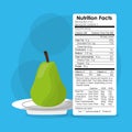 Nutrition facts of pear fruit label content template Royalty Free Stock Photo