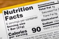 Nutrition facts serving calories label servings Royalty Free Stock Photo