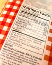 Nutrition Facts Royalty Free Stock Photo